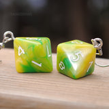 Lemon & Lime Swirl swirl RPG dice earrings