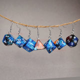 Blue Copper Swirl swirl RPG dice earrings