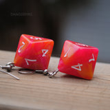 Peach Melba Swirl swirl RPG dice earrings