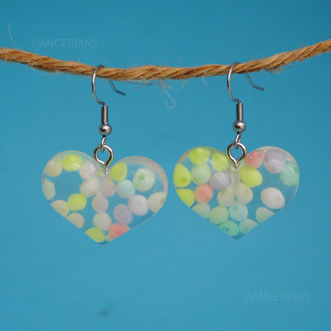 Clear bubble hearts earrings