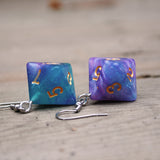 Jade Violet Galaxy swirl RPG dice earrings