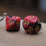 Cinnamon Liquorice swirl RPG dice earrings