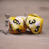 Banana Cream Swirl swirl RPG dice earrings