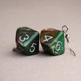 Rustic Forest Sparkle swirl RPG dice earrings