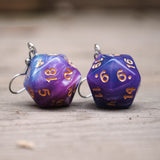 Jade Violet Galaxy swirl RPG dice earrings