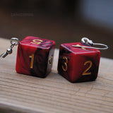 Cinnamon Liquorice swirl RPG dice earrings