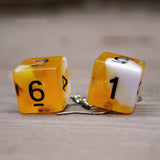 Banana Cream Swirl swirl RPG dice earrings