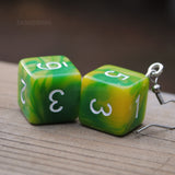 Lemon & Lime Swirl swirl RPG dice earrings