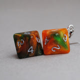 Rustic Forest Sparkle swirl RPG dice earrings