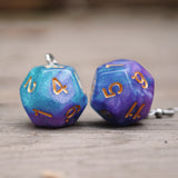 Jade Violet Galaxy swirl RPG dice earrings