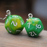 Lemon & Lime Swirl swirl RPG dice earrings