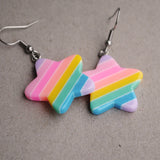 2 pairs of Pastel Stars and Hearts rainbow earrings