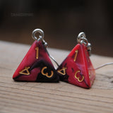 Cinnamon Liquorice swirl RPG dice earrings