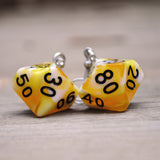 Banana Cream Swirl swirl RPG dice earrings