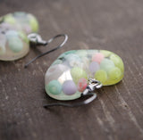 Clear bubble hearts earrings