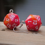 Peach Melba Swirl swirl RPG dice earrings