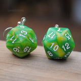 Lemon & Lime Swirl swirl RPG dice earrings