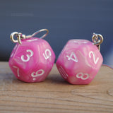 Strawberry Milkshake Swirl swirl RPG dice earrings