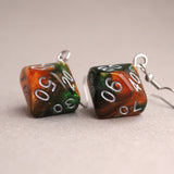 Rustic Forest Sparkle swirl RPG dice earrings