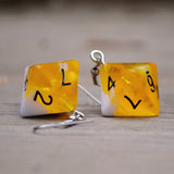 Banana Cream Swirl swirl RPG dice earrings