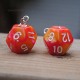 Peach Melba Swirl swirl RPG dice earrings