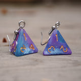 Jade Violet Galaxy swirl RPG dice earrings