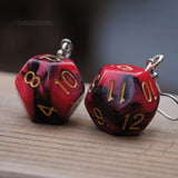 Cinnamon Liquorice swirl RPG dice earrings