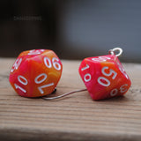 Peach Melba Swirl swirl RPG dice earrings