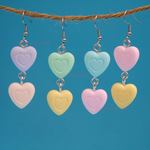 Double Pastel heart cascades earrings