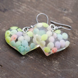 Clear bubble hearts earrings