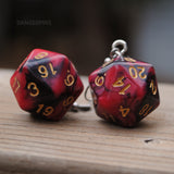 Cinnamon Liquorice swirl RPG dice earrings