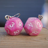 Strawberry Milkshake Swirl swirl RPG dice earrings