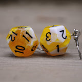 Banana Cream Swirl swirl RPG dice earrings