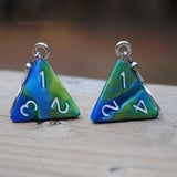 Green & Blue Swirl swirl RPG dice earrings