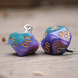 Jade Violet Galaxy swirl RPG dice earrings