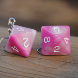 Strawberry Milkshake Swirl swirl RPG dice earrings