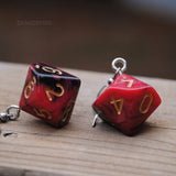 Cinnamon Liquorice swirl RPG dice earrings