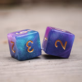 Jade Violet Galaxy swirl RPG dice earrings