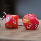 Peach Melba Swirl swirl RPG dice earrings