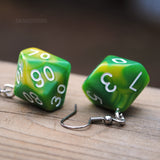 Lemon & Lime Swirl swirl RPG dice earrings