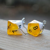 Banana Cream Swirl swirl RPG dice earrings