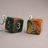 Rustic Forest Sparkle swirl RPG dice earrings