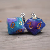 Jade Violet Galaxy swirl RPG dice earrings