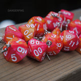 Peach Melba Swirl swirl RPG dice earrings