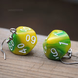 Lemon & Lime Swirl swirl RPG dice earrings