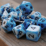 Arctic Glacier swirl RPG dice earrings