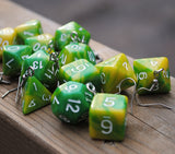 Lemon & Lime Swirl swirl RPG dice earrings