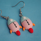 Cute Spaceship rocket earrings