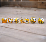 Banana Cream Swirl swirl RPG dice earrings