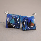 Blue Copper Swirl swirl RPG dice earrings